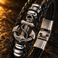 Leren armband met anker | haaksluiting | 16mm breed