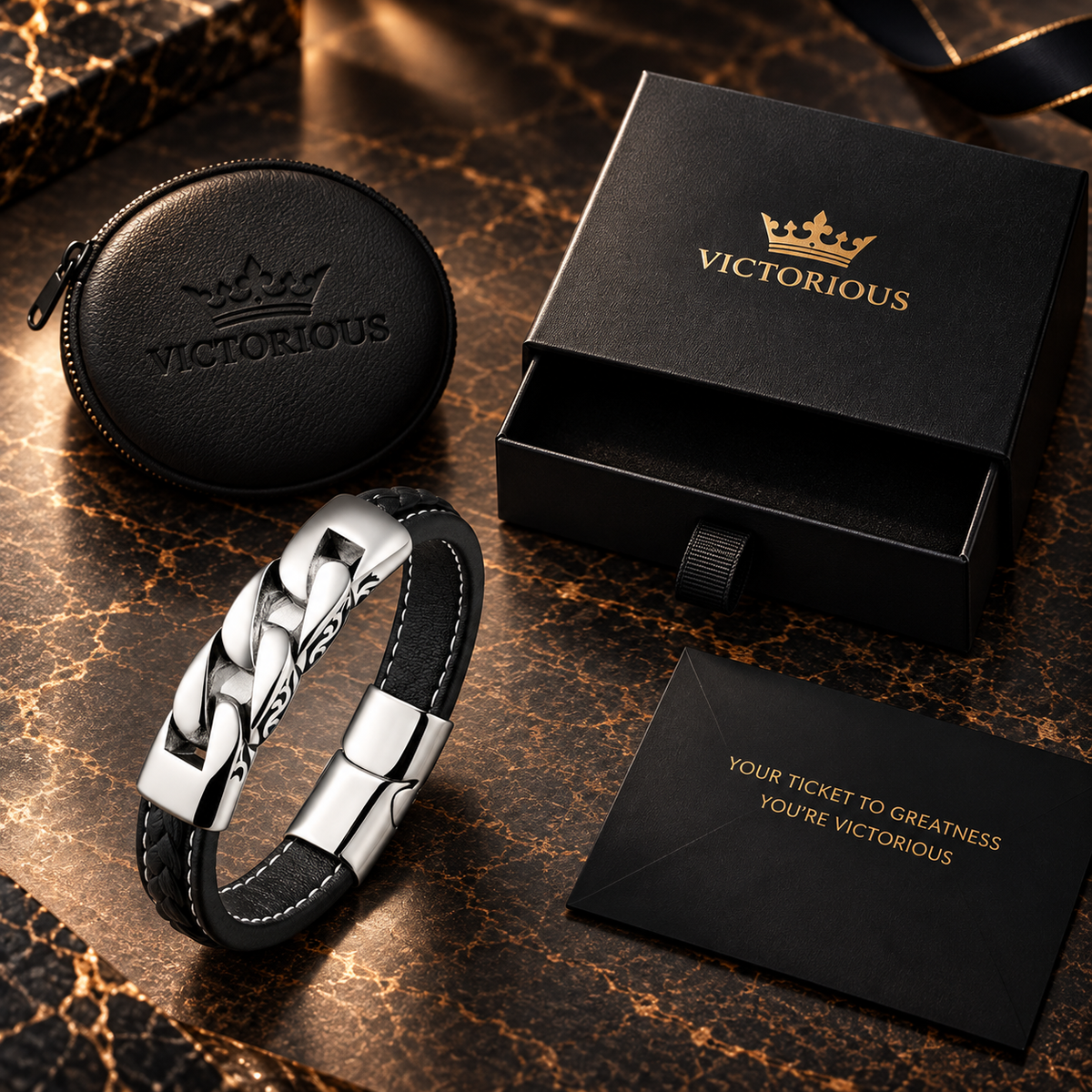 Leren armband zwart | kliksluiting | 12mm breed