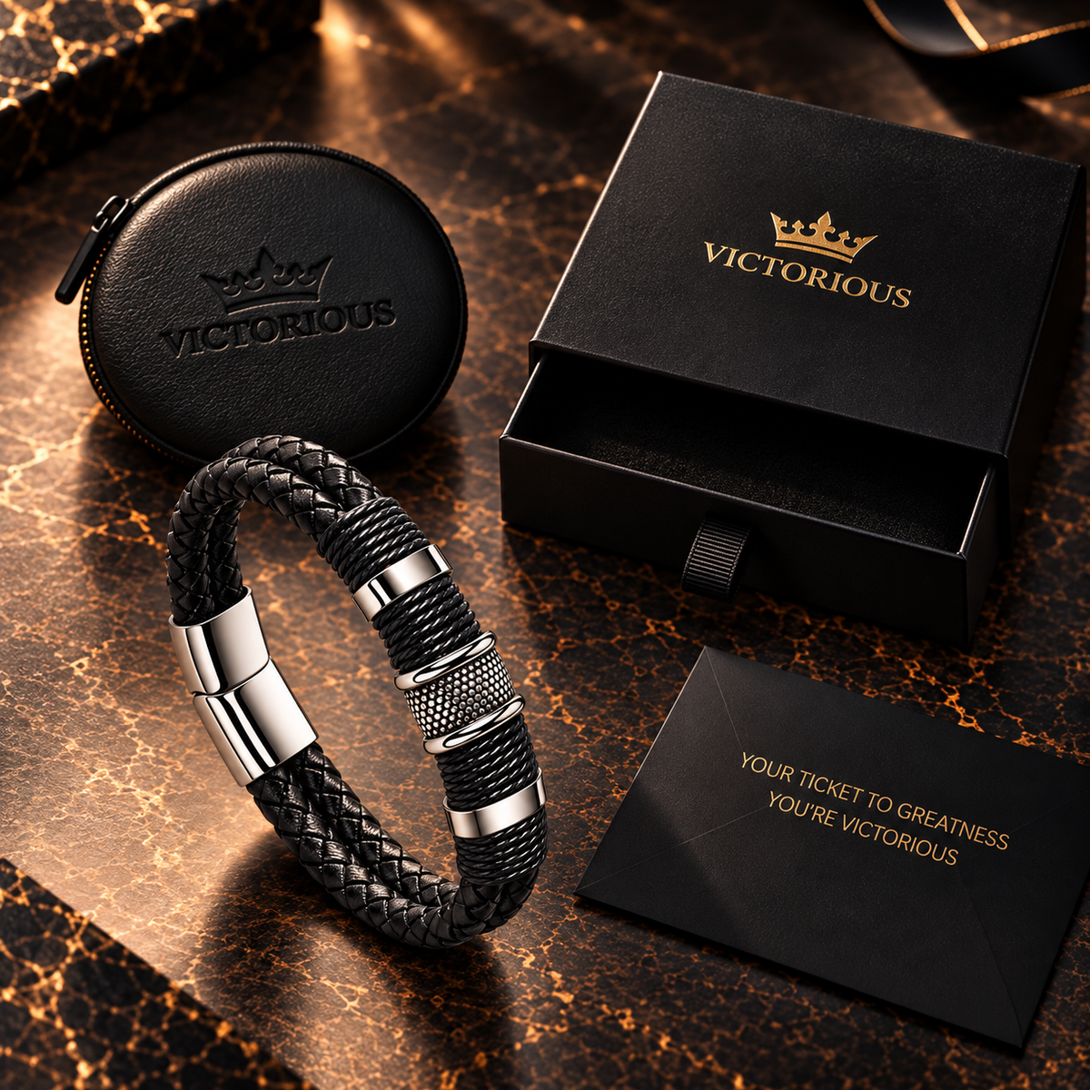 Dubbele leren armband | RVS-sluiting | 15mm breed
