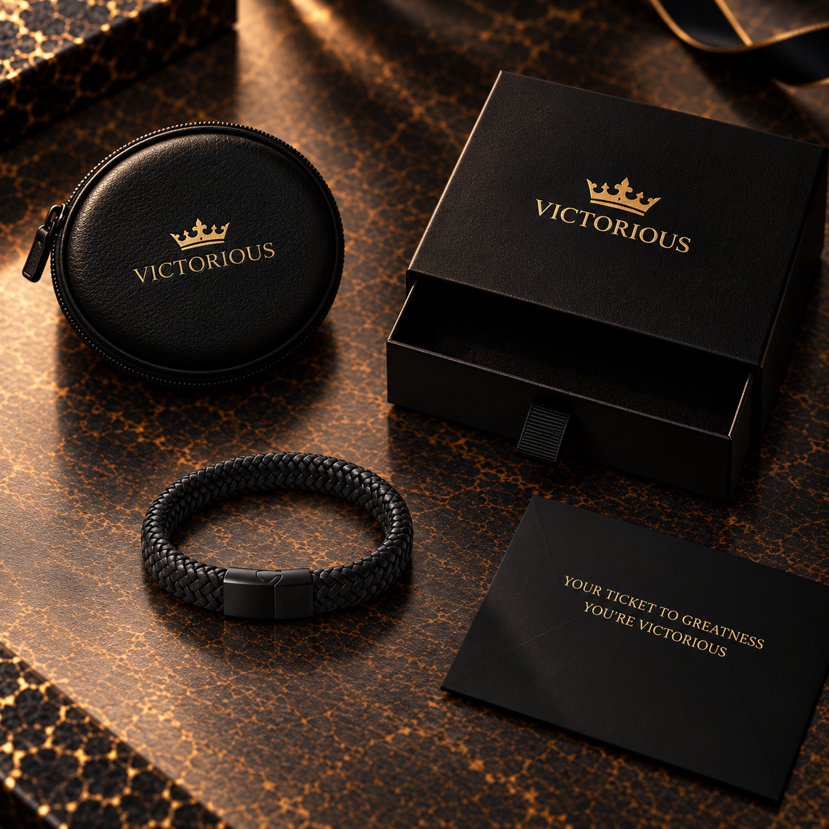 Gevlochten leren armband | titanium kliksluiting | 12mm breed