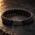 Gevlochten leren armband | magneetsluiting | 12mm breed
