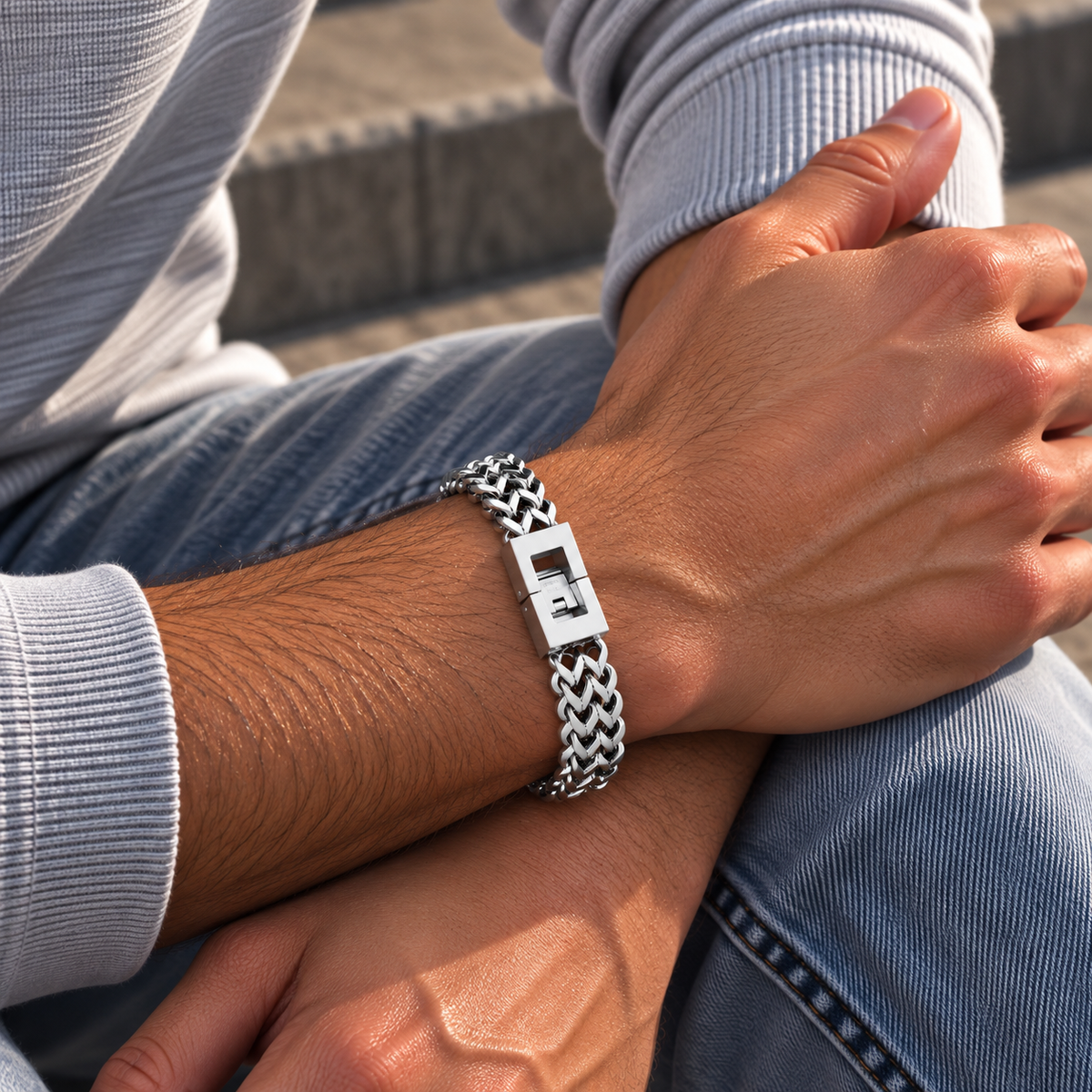 Gevlochten schakelarmband | kliksluiting | 12mm breed