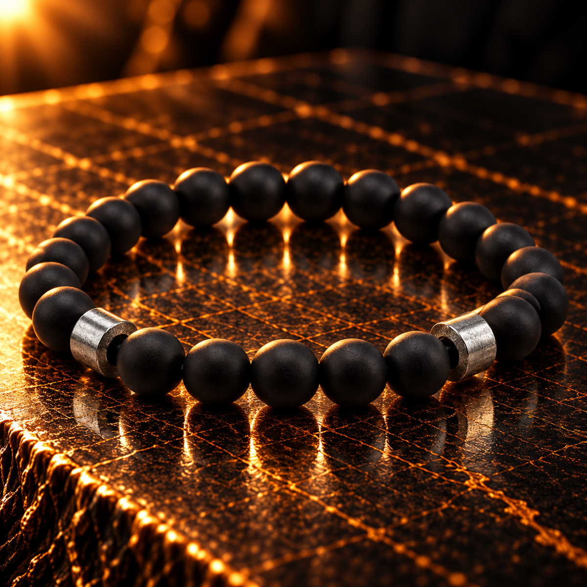 Natuurstenen kralenarmband | mat zwart