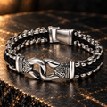 Schakelarmband zilverkleurig/zwart | vouwsluiting | 20mm breed