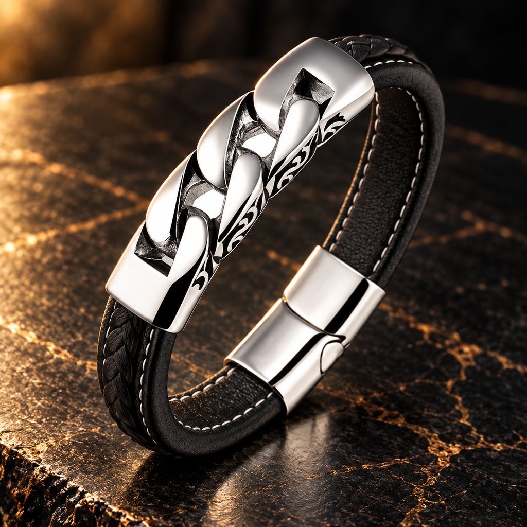 Leren armband zwart | kliksluiting | 12mm breed