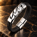 Leren armband zwart | kliksluiting | 12mm breed