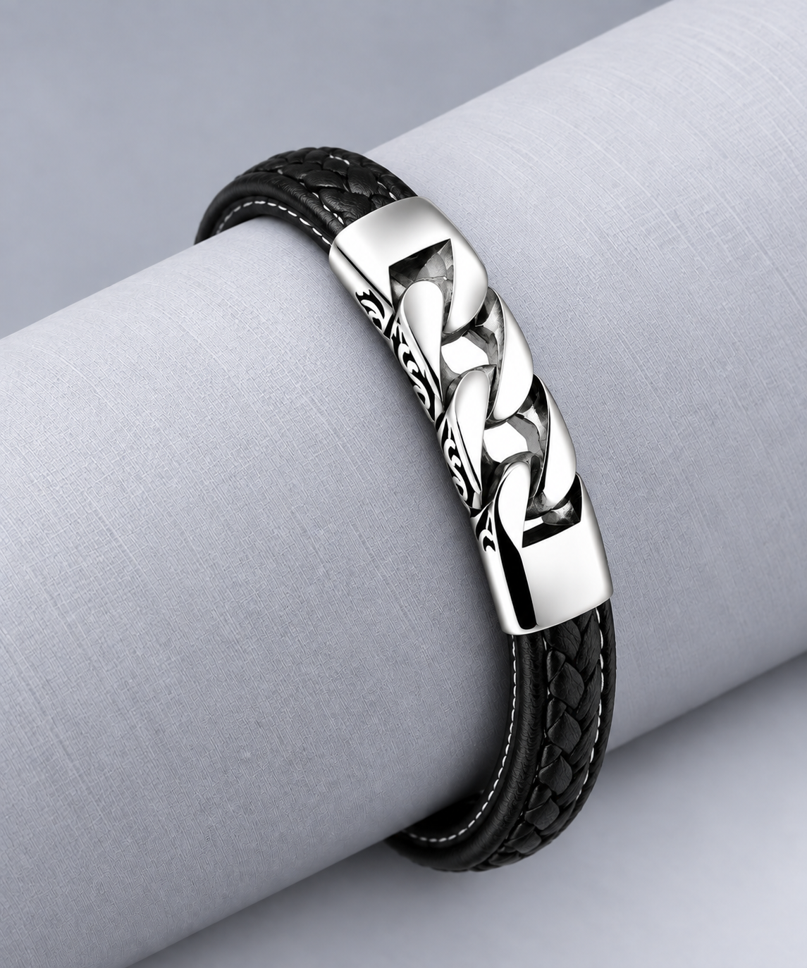 Leren armband zwart | kliksluiting | 12mm breed