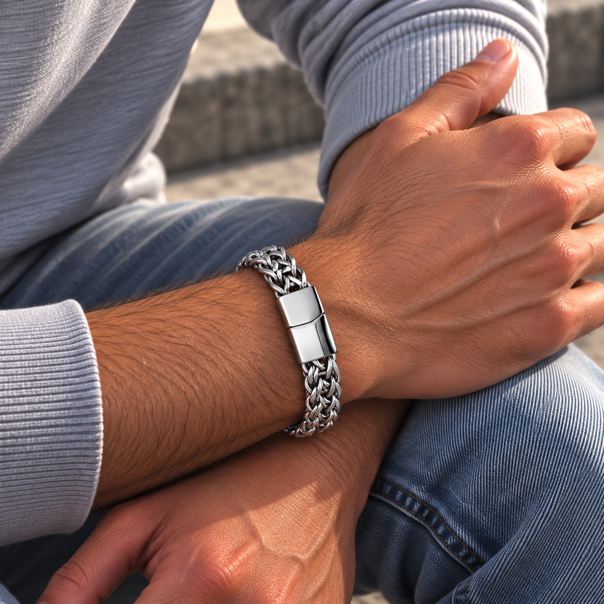 Gevlochten schakelarmband | magneetsluiting | 12mm breed