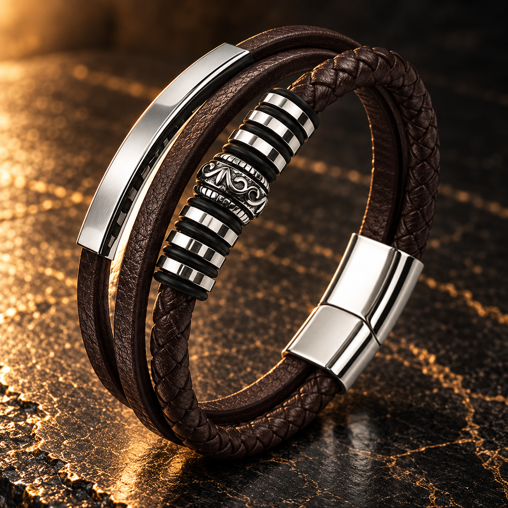 Leren armband | kliksluiting | 25mm breed