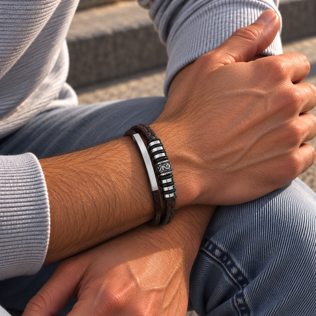 Leren armband | kliksluiting | 25mm breed
