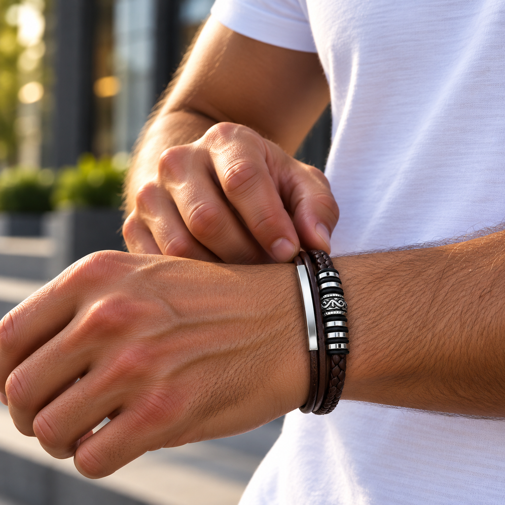 Leren armband | kliksluiting | 25mm breed